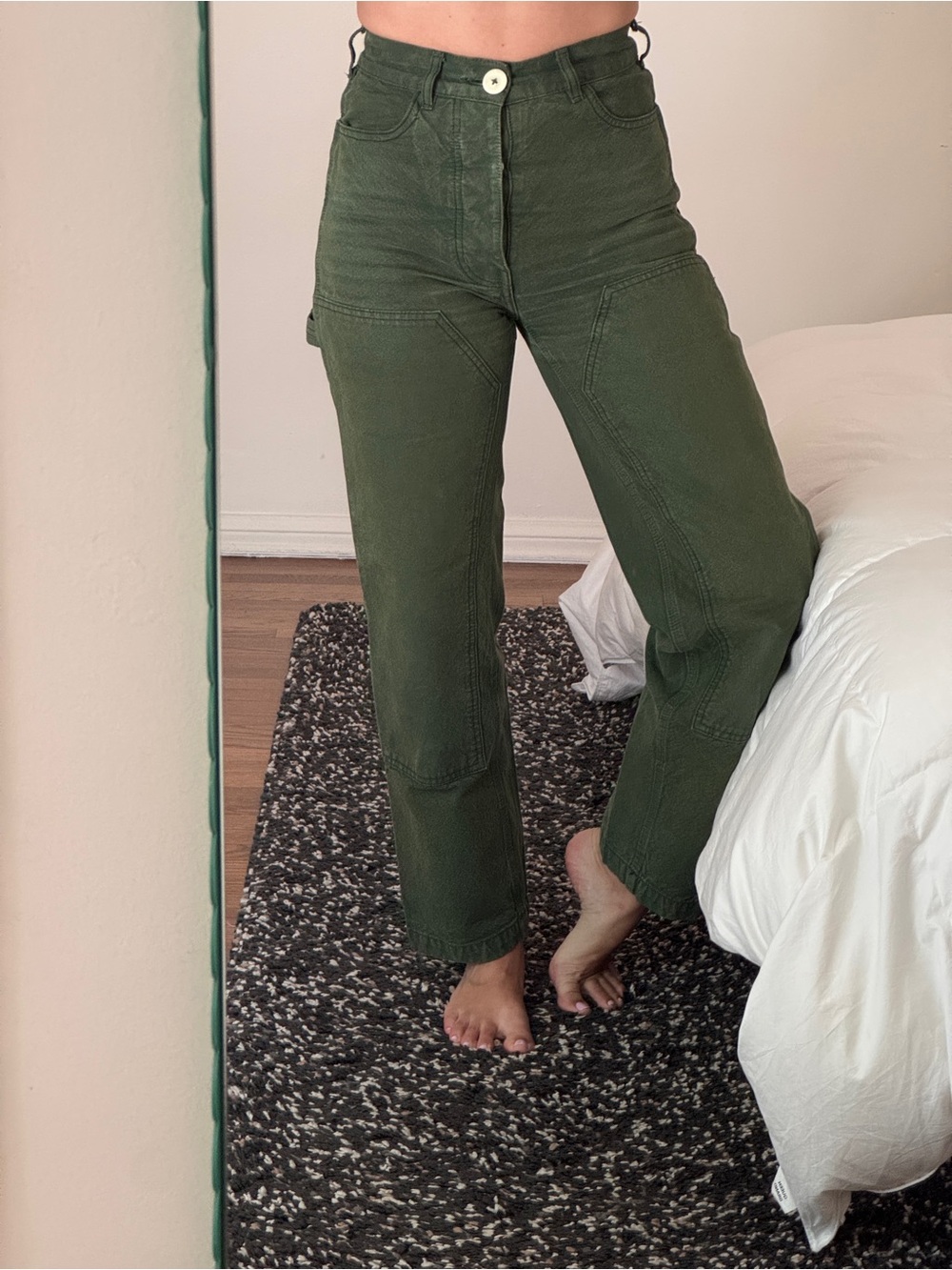 Jesse Kamm handy pants tone 34 High-Rise Green Women's Utility Painter Jeans